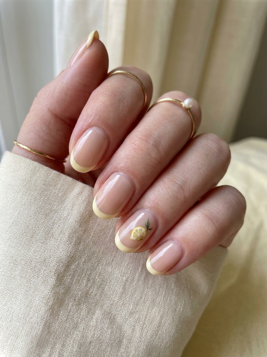 Lemon French Nails mit cremig hellgelben Spitzen